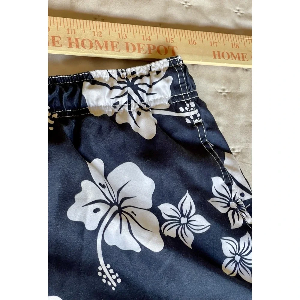 OP navy blue & white floral tropical swim trucks size medium